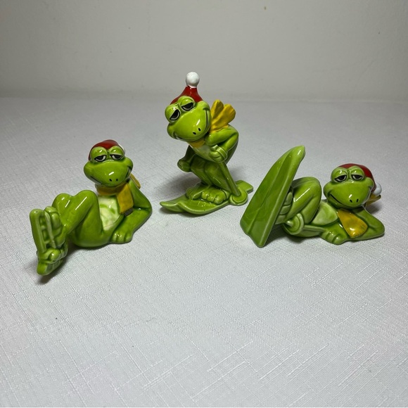 Vintage Kitsch Norcrest Frogs - Made In Japan. Fun. MCM. ceramic figurines sport - Picture 5 of 7